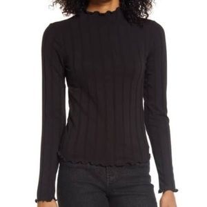 Madewell Ribbed Turtleneck with Ruffle Detailing